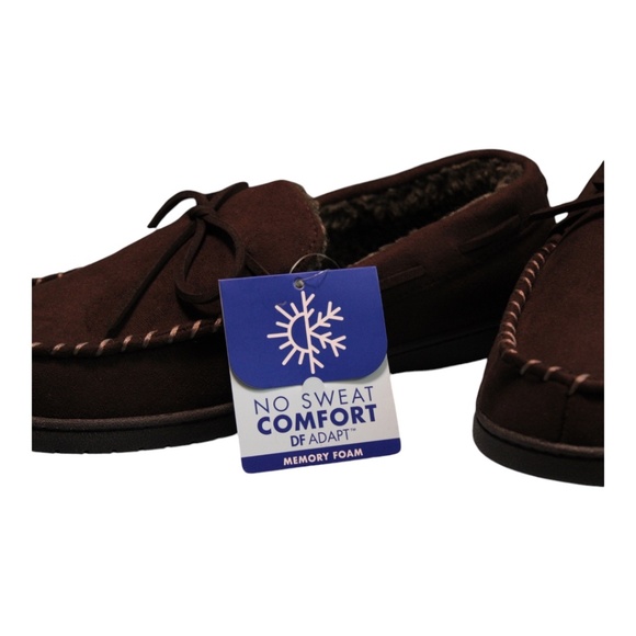Dearfoam Moccasin Slippers Brown Mens Medium 9/10 - Picture 4 of 5